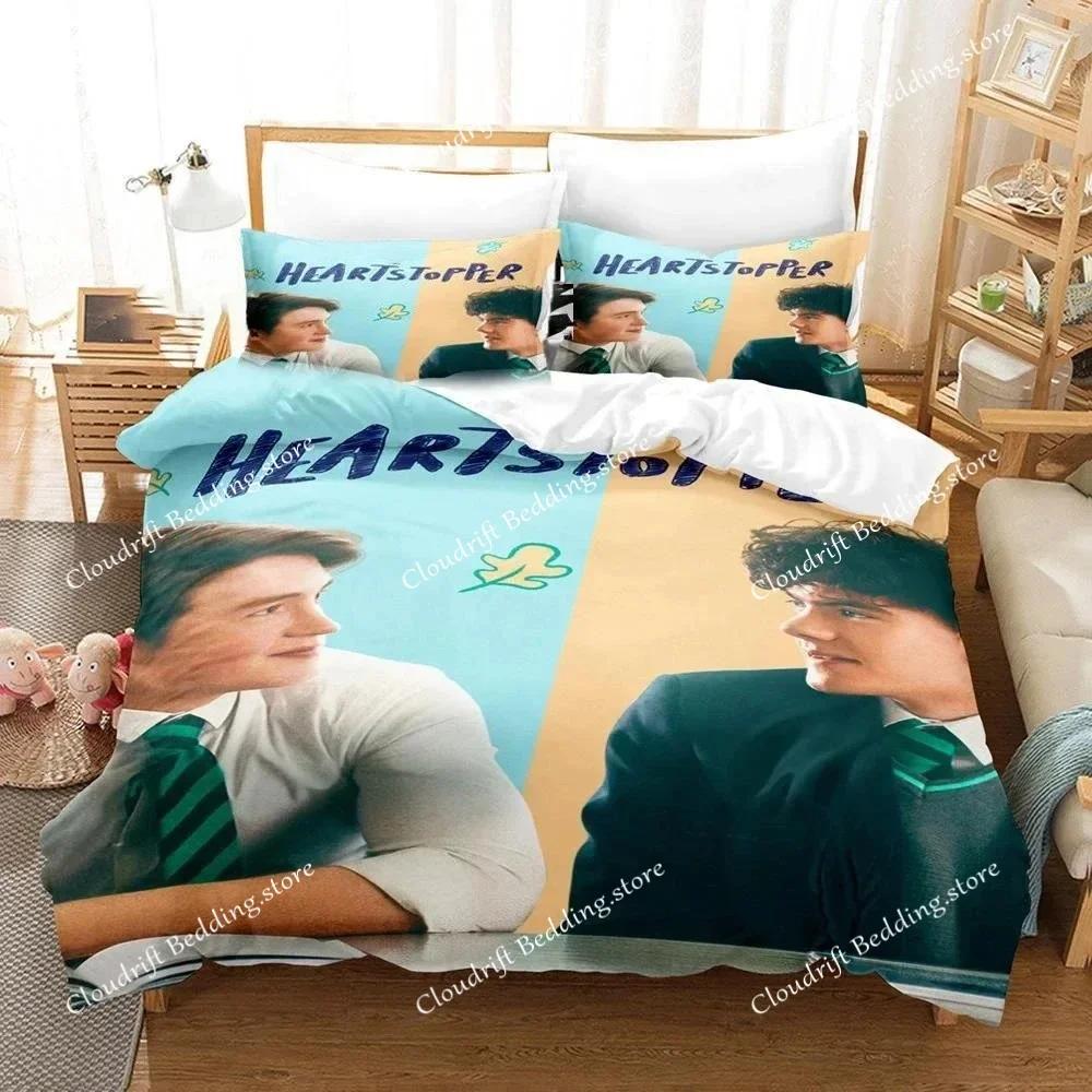 Heartstopper Bedding Set Movie Bedding Sets Duvet Cover Anime Bedroom Bedclothes Pillowcases026