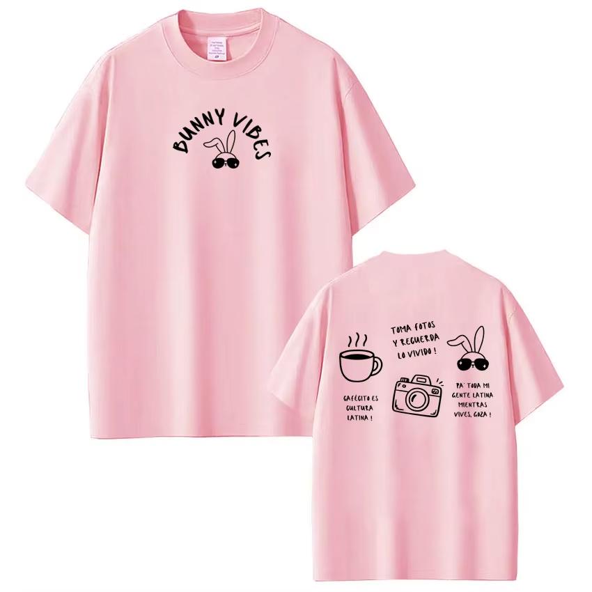 Singer Bad Bunny Pop Music Fashion Print Tshirt Men Women Harajuku Tshirt Shortsleeved Casual Cotton Hiphop Tees Streetwear