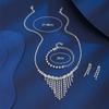 Exaggerated Rhinestone Claw Chain Tassel Necklace & Bride Jewelry Set