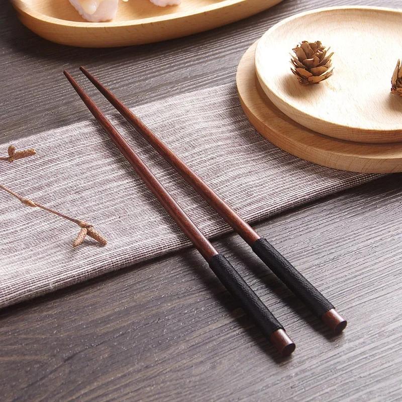 Håndlaget japansk naturlig kastanjetre Sushi spisepinner Sett verdi gave Sushi kinesisk mat Tie Line