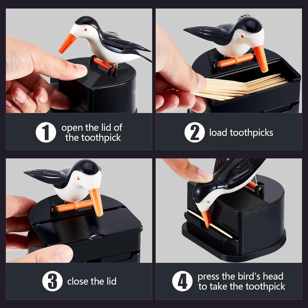 Creative Little Bird Toothpick Dispenser Holder Fun Woodpecker Holder Cute and Funny Bird Shape Toothpick Case for Kitchen