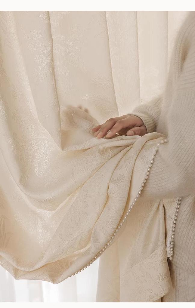 Chu Yang Meng Yuan Wei French Style Embossed Jacquard Sheer Curtains - Living Room Balcony, Light Filtering Privacy.