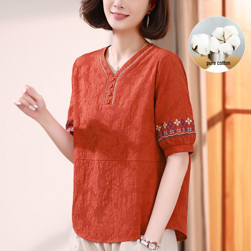 

YUZHAOLIN Women s Pure Cotton Summer Short-Sleeve T-Shirt 3XL