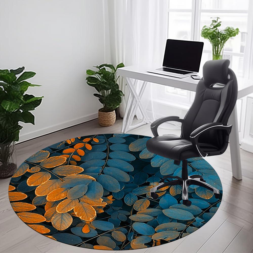 1pc Autumn Leaves Office Round Area Rug, Indoor Mat Suitable ForOffice, Under Office Chairs Bedroom Living Room Home Decor, Room Decot185