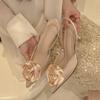 Elegant Woman Sandals High Heeled Sweet Rose Closed Toe Footwear  Summer Slingback Pointed Fashion Dress Ladies Shoes
