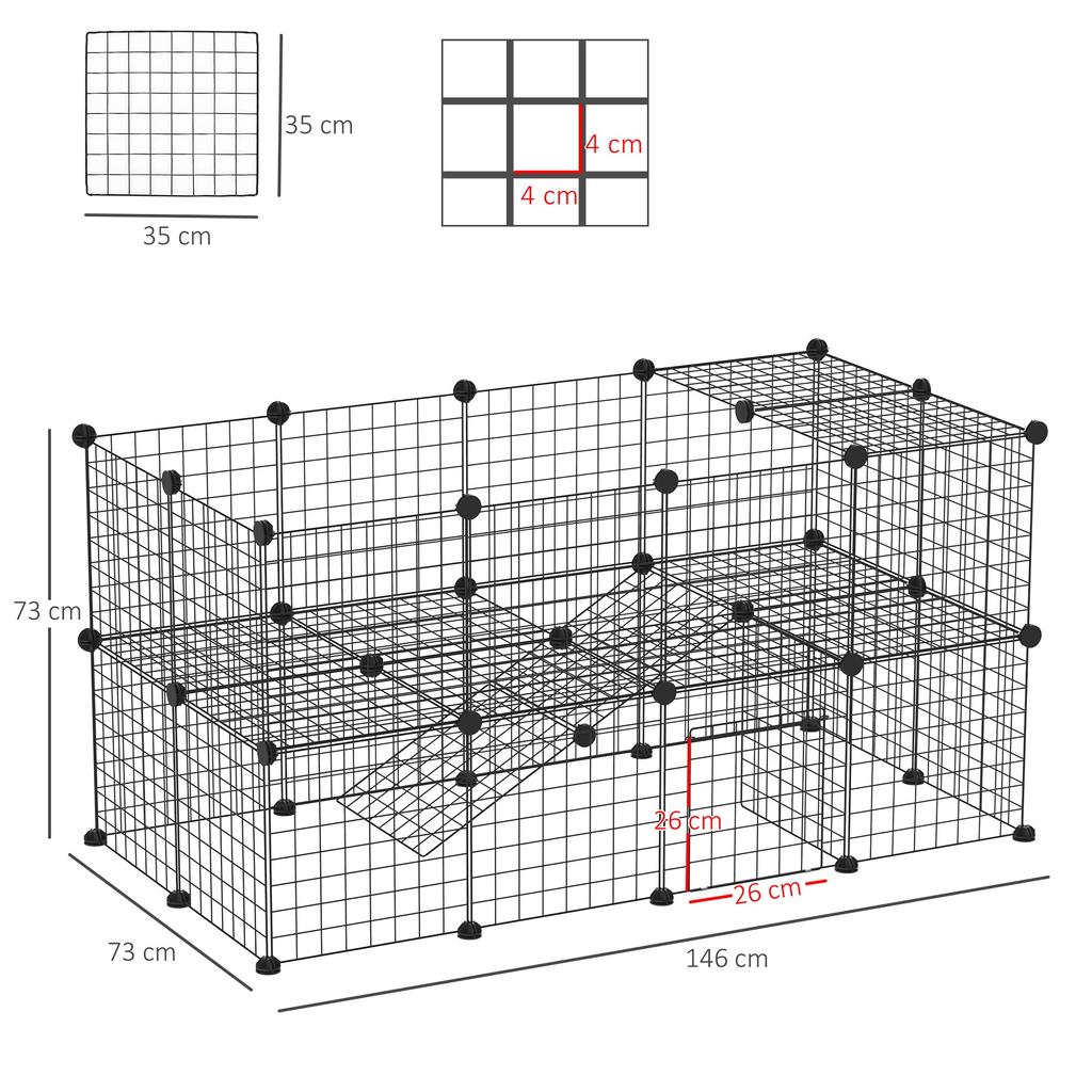 DIY Pet Playpen Metal Wire Fence Indoor Outdoor Rabbit Small Animals Cage 36 Panel Enclosure Black