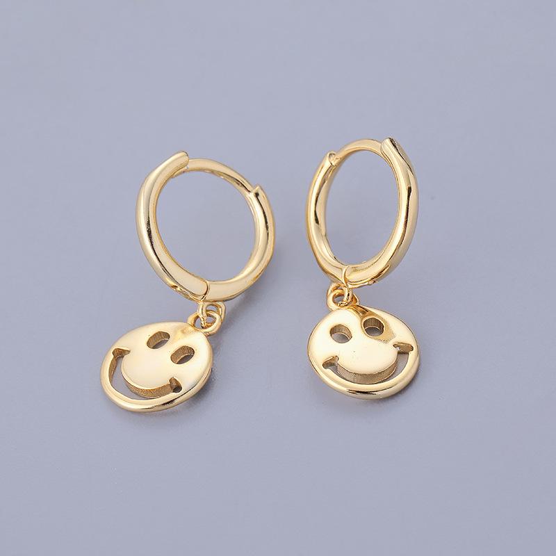 Ohrringe im japanischen und koreanischen Stil mit Smiley-Gesicht für Damen - Vielseitiges, schlichtes und modisches rundes Ausdrucksdesign