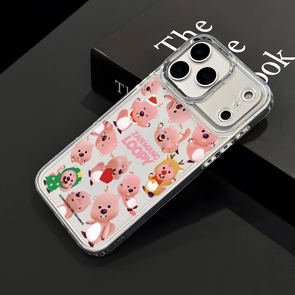 Pink Beaver Loopys Phone Case for Apple iPhone 17 Air 16 16e 15 14 13 12 11 Pro Max X Xs XR 8 Plus Luxury Clear Cover