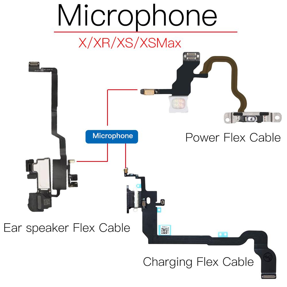 Microphone ProblemSolution For iPhone X XR XS Max Ear Speaker Charging Dock Power Button Flex Cable Replacement