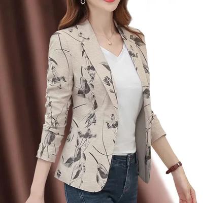 Giacca da tailleur stampata da donna piccola primavera autunno manica lunga slim corta cappotto retrò top blazer piccolo profumato da donna
