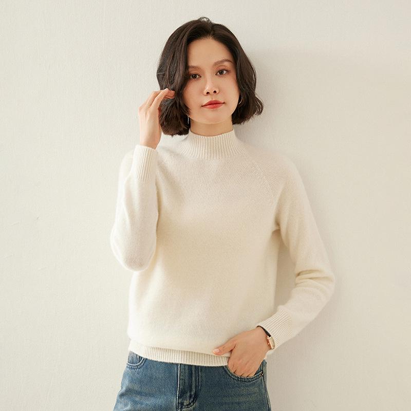 

Новый осенне-зимний женский кашемировый свитер с полувысоким воротником: Плотный, Однотонный, Простой, Повседневный, Стройнящий, Универсальный, Шикарный. 2XL (135-150 jin)