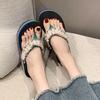 Pinch slippers versatile slippers beach slippers women's 2025 summer and autumn new thick-soled herringbone wedges