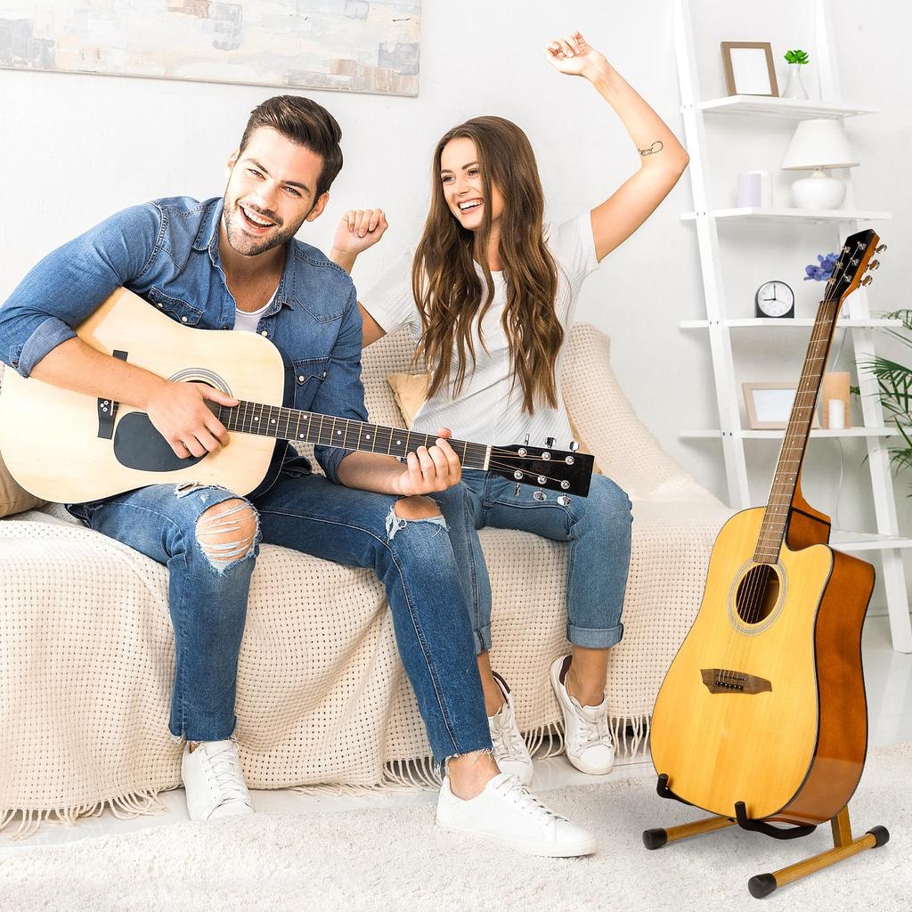 MUSO Folding Guitar Easy Fits and Durable Solid Holder A-Frame Stand, Assembly, Portable, Bass, Ukulele, Banjo, Cello, Mandolin, (Acacia)