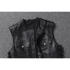 Chinese Size Men Leather Vest 100% Cowhide Motorcycle Vest Biker Leather Vests Moto Leather Waistcoat Asian Size M-6XL M435