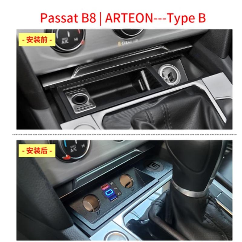 

Новий для VW Passat B6/ B7/ B8/ ARTEON/ CC/ R36 Автомобільний зарядний пристрій Швидка зарядка Розгалужувач прикурювача Один на два QC3.0 TypeC 2025