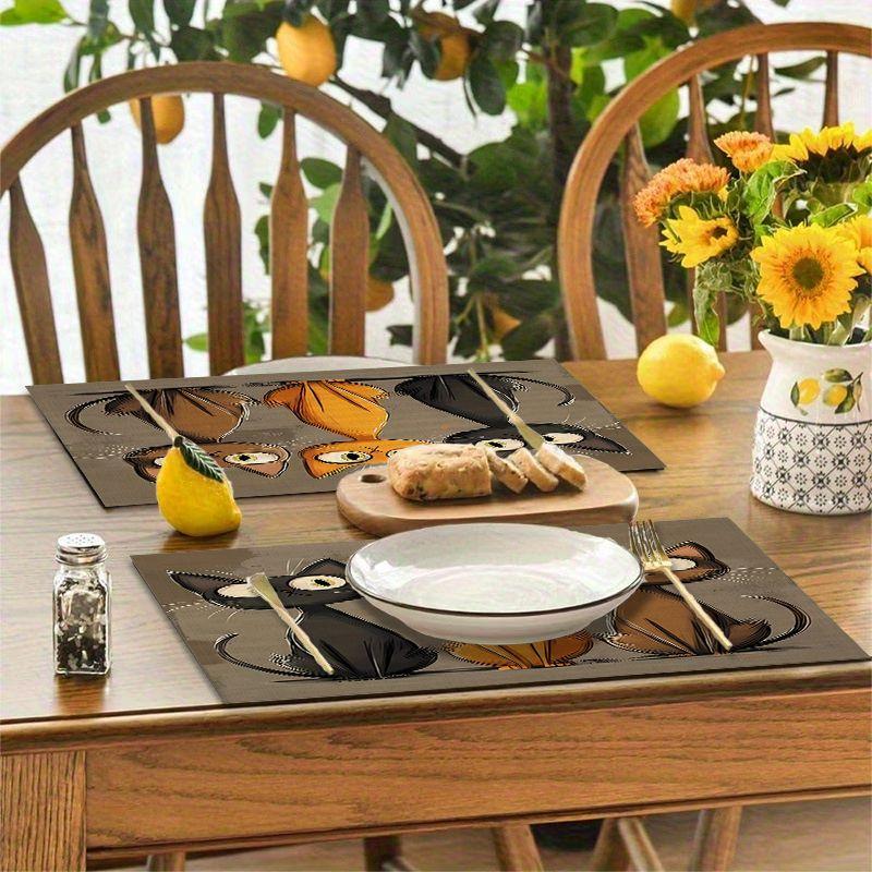 4Pcs, Three Cat Placemats, the Best Placemats, Washable, Suitable for Holiday Parties, Home Decor