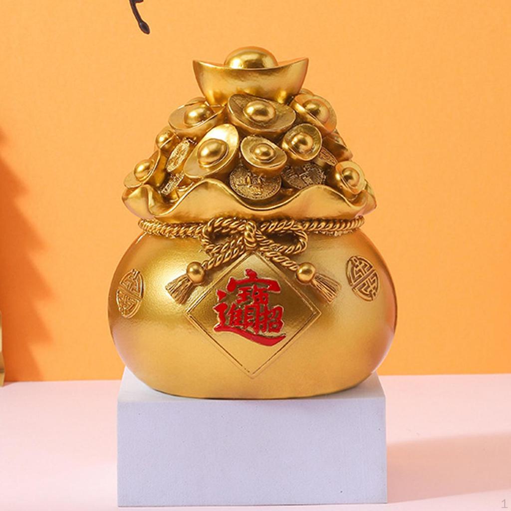 Exquisite Piggy Shape Figurine Chinese Feng Shui Collectible Luck and Wealth for Desktop Home TV