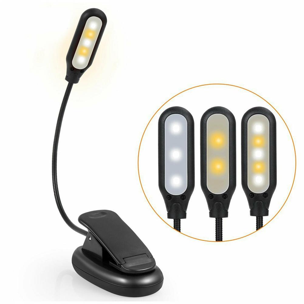 Dimmable Led Reading Light Usb Rechargeable Clip-on Desk Table Reading Book Lamp