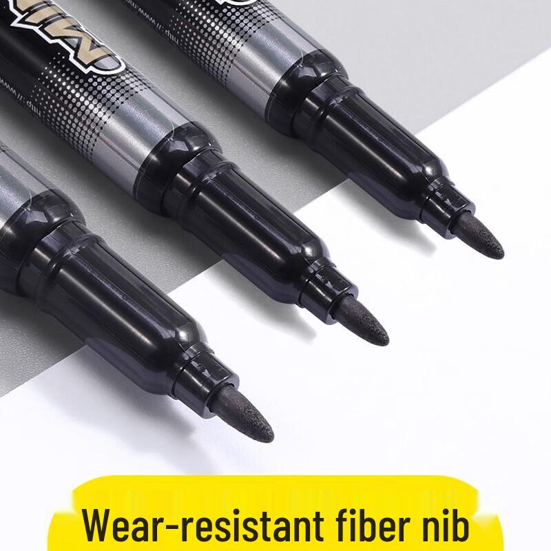 M&G Black Fine Tip Permanent Marker Pen (12 Pcs)
