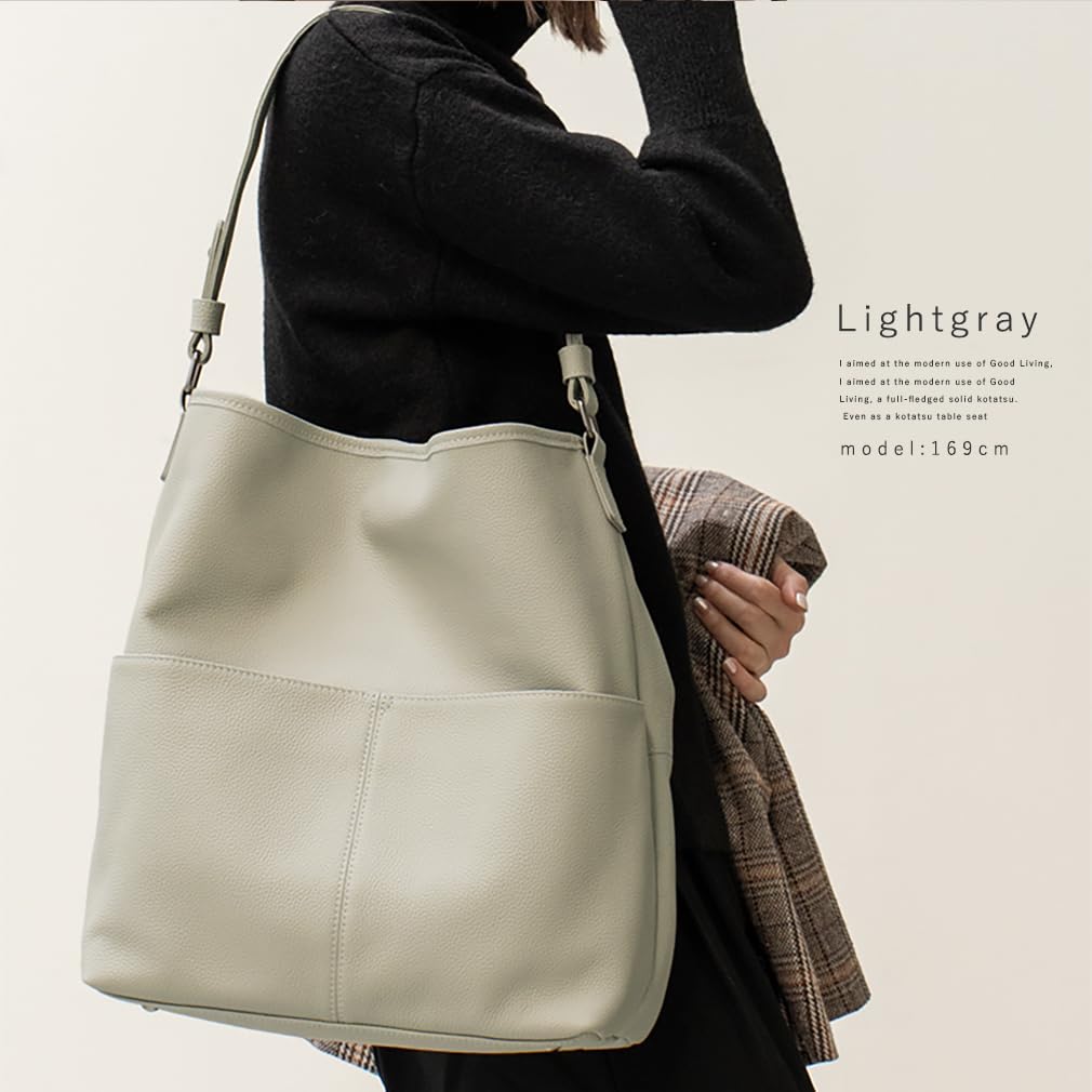 VITAFELICE Echt Leer Handtas met Eén Handvat voor Dames, sib-20032n (Lichtgrijs)