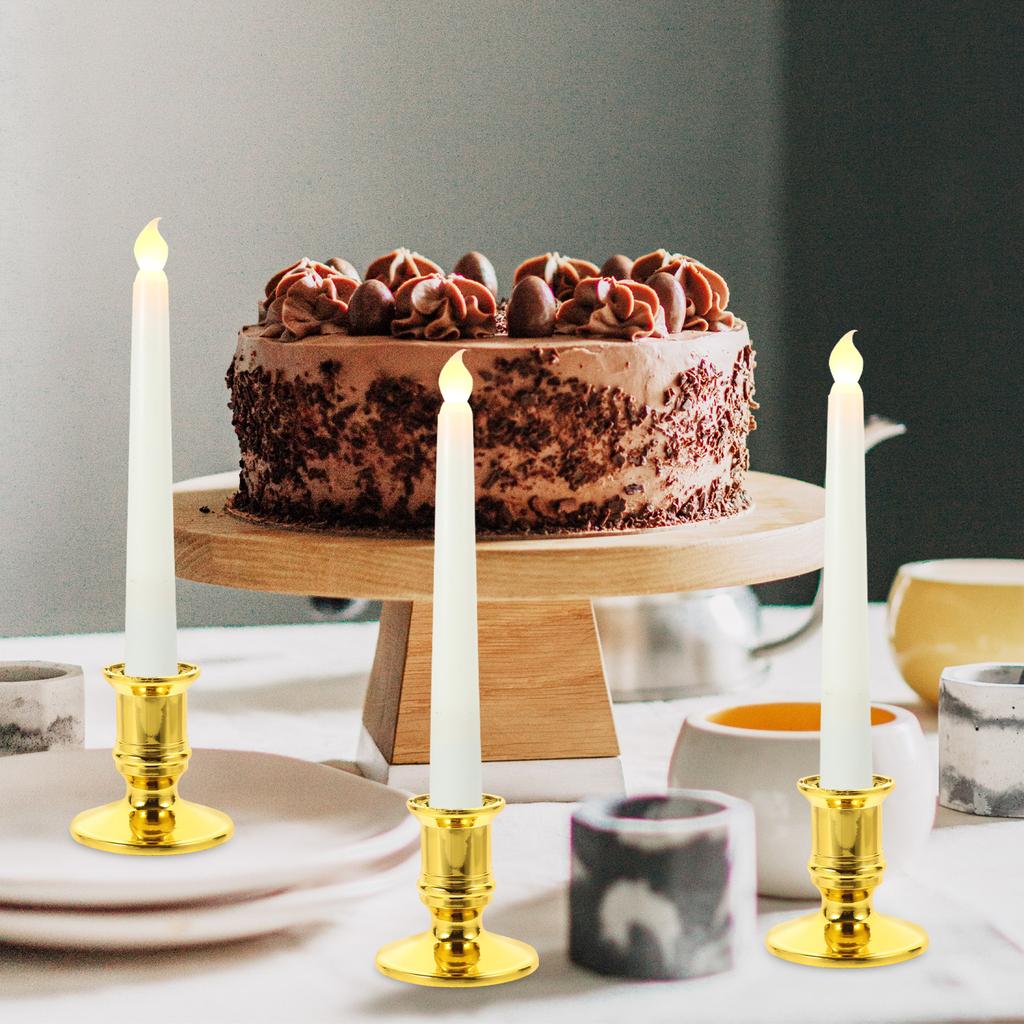 20 Pcs Golden Electronic Holders Stable Base Decorative Pillar Centerpieces Wedding Candlestick Holders Indoor Tealight