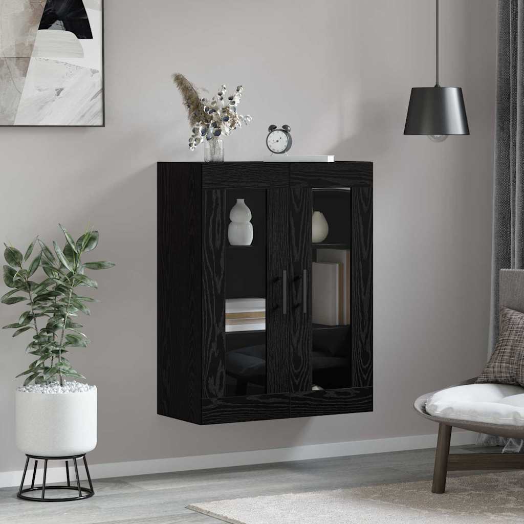 Wall Mounted Cabinet Black Oak Effect 69.5 X 34 X 90 Cm