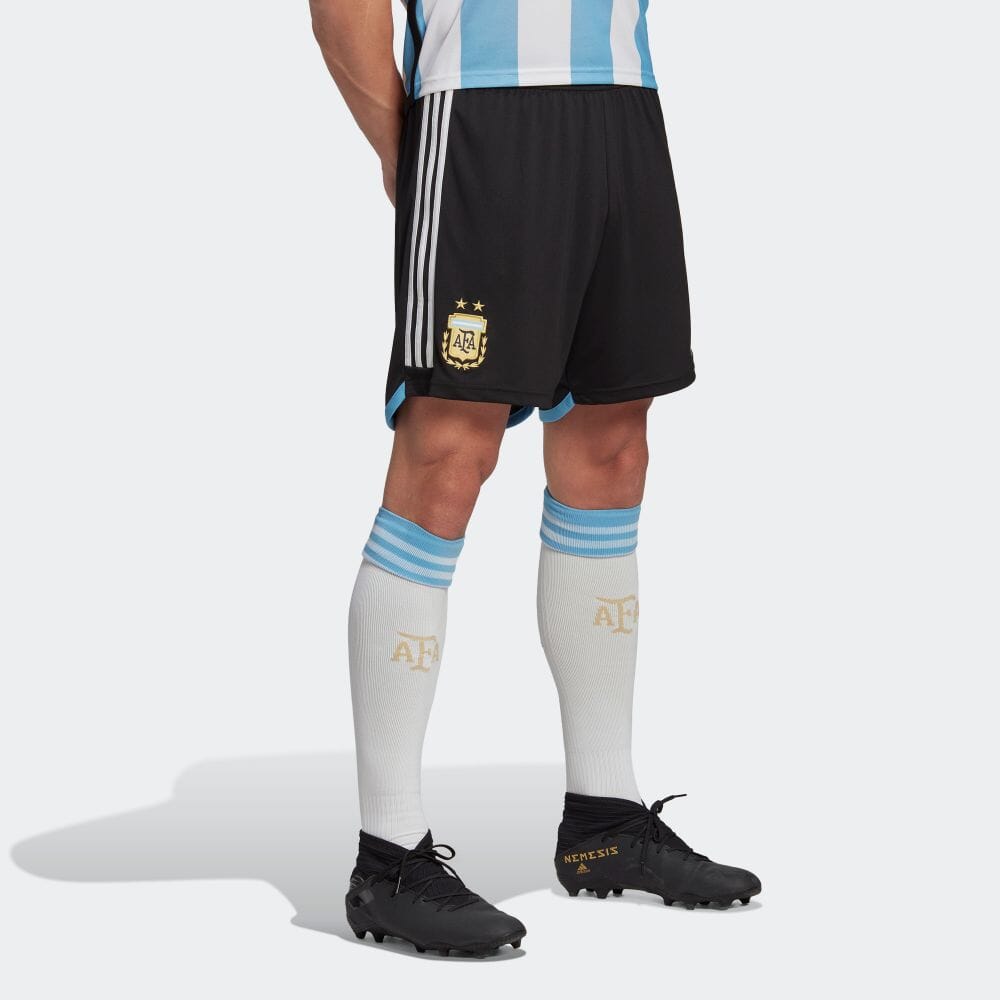 Adidas Striped Logo Sports Football Shorts Argentina National Team Home Men Shorts Black HB9216