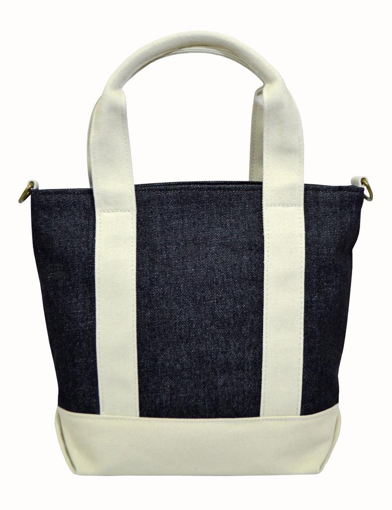 Plex Canvas Tote Size Denim Black x Ivory 2-Way Bag, S, SFA-0117S,