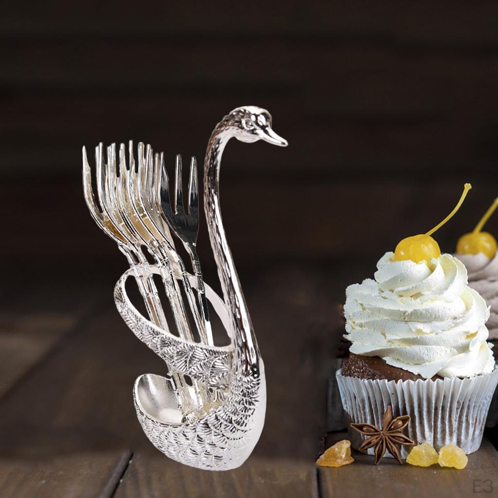 Zestaw obiadowy Swan 6 widelców kreatywne prezenty dekoracyjne, uchwyt na przybory kuchenne ze stopu cynku