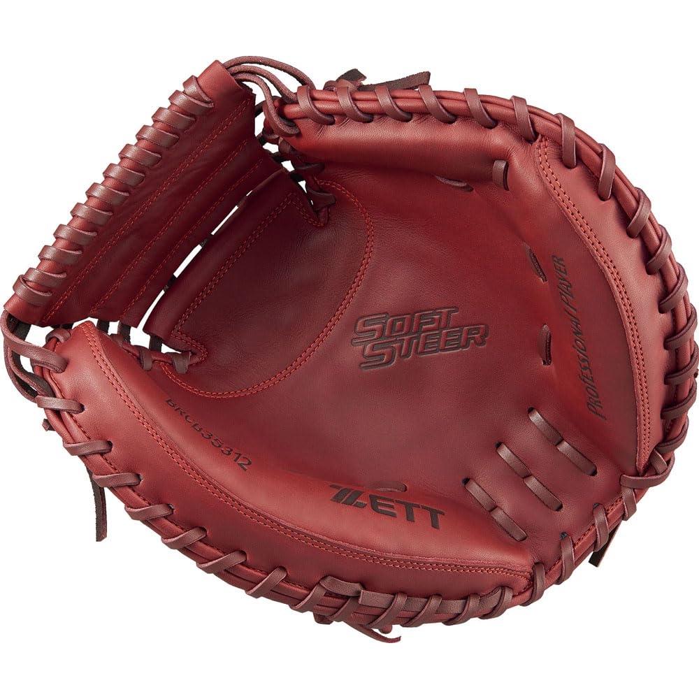 ZETT Soft Baseball Catcher's Mitt Soft Steer Bordeaux Brown Right Pitch BRCB35322
