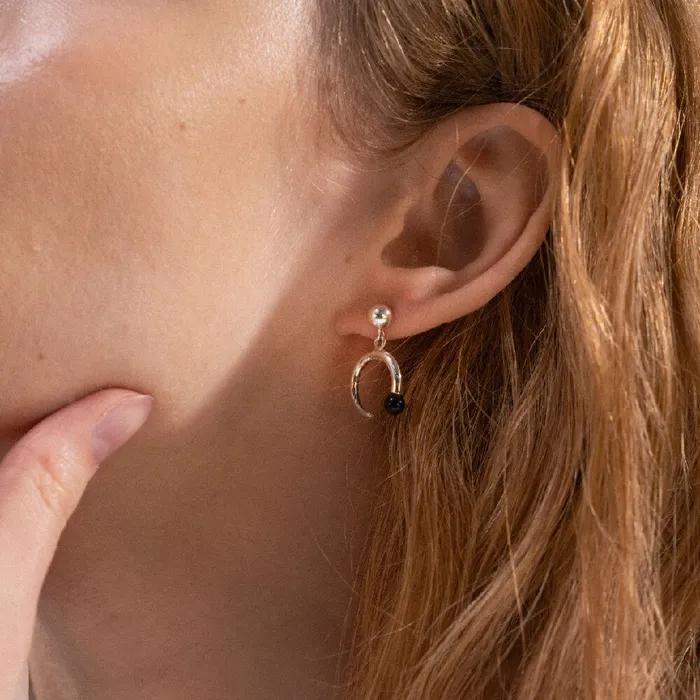 Serene Onyx Earrings silver
