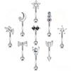 Cross-Border Hot Multi-Color Stainless SteelPiercing Eyebrow Nail Zircon Love Moon Star Eyebrow Studs
