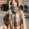 Tassel Winter Cashmere Scarves Retro Green Cape Wraps Retro Plaid Wool Scarf  Girl