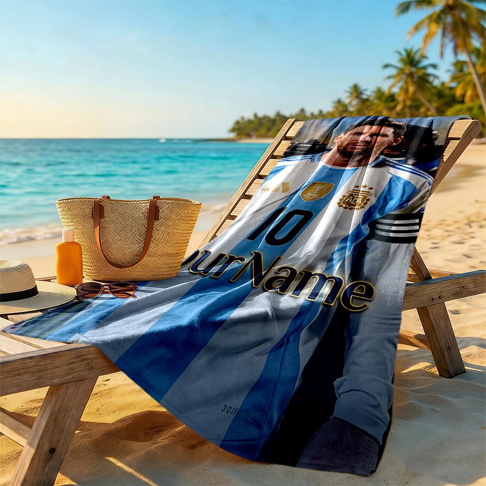 Messi Personalized Text Beach Towel Super Soft Microfiber Quickdry Fabric Ideal for Travel Outdoor Swim Pool Yoga Surf Camping Hiking Gym Gift Holiday