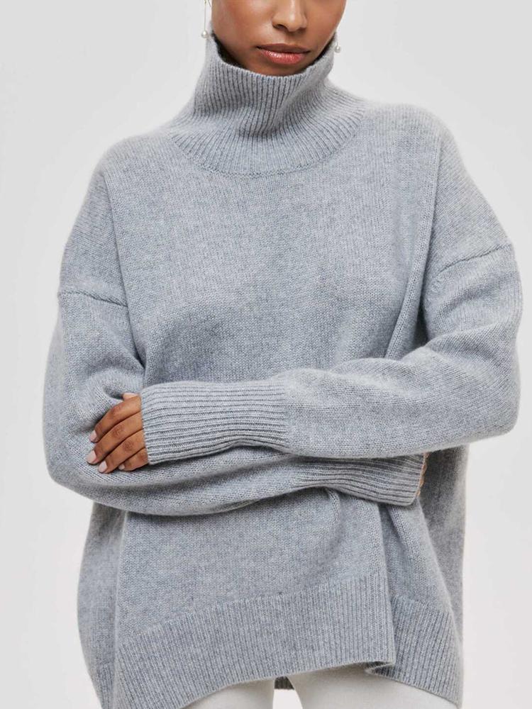 Women's Knitted Sweater Turtleneck White Black Christmas Loose Oversized Pullover Casual Knitwear Soft Sweater for Women 2025