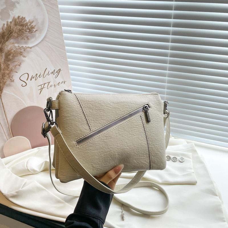Casual Soft Leather Women's Bag Women's Single-shoulder Crossbody Bag Multi-layered Storage Small Square Commuting Bag