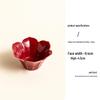 Red Ceramic Dessert Plate: Retro Chinese Pastry & Fruit Display Dish
