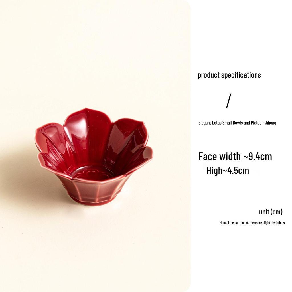 Red Ceramic Dessert Plate: Retro Chinese Pastry & Fruit Display Dish
