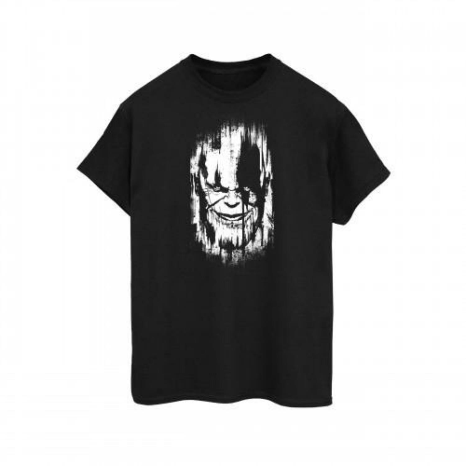 Мужская хлопковая футболка с лицом Таноса из фильма «Мстители: Война бесконечности» S чёрный