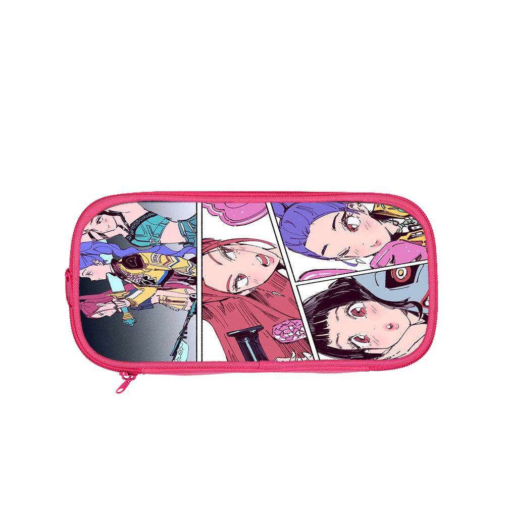 Huntrix Kpop student pink double-layer pencil bag Kpop witch hunting girl group student storage stationery bag pencil bag