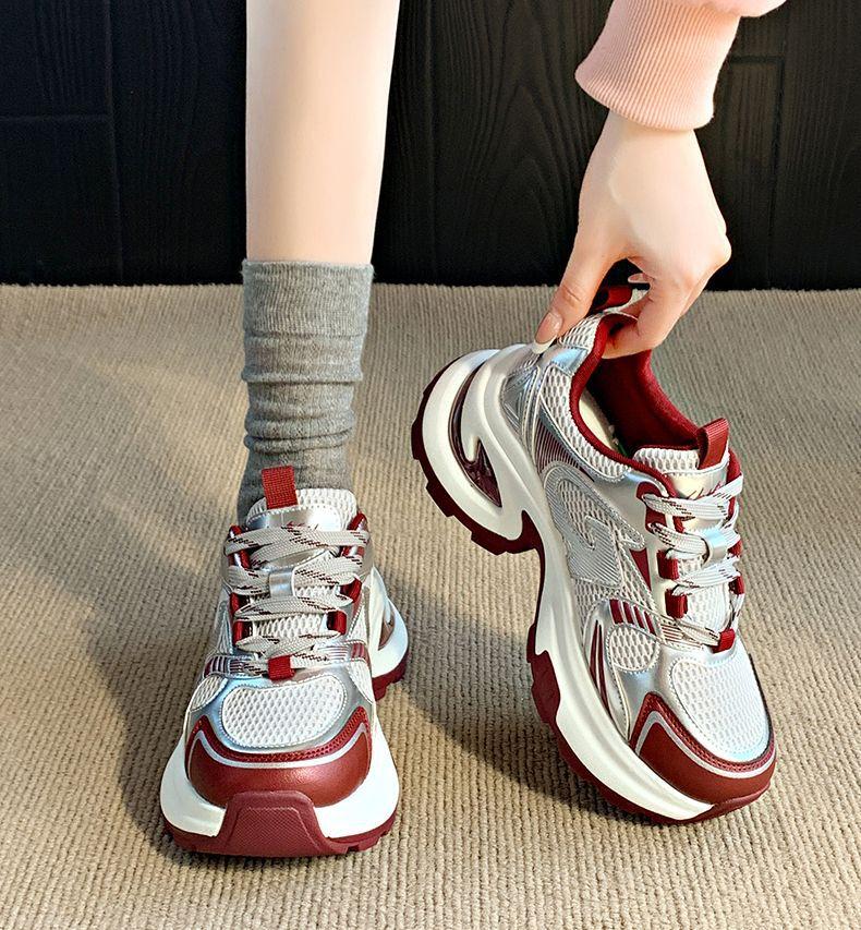 Thick-soled heightening silver dad shoes women's new spring and autumn small casual sports women's shoes