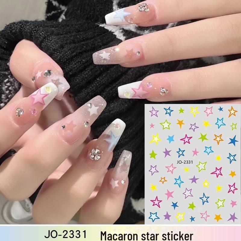 

Модные красочные наклейки для ногтей в виде звездочек-макарон – милые весенне-летние свежие самоклеящиеся наклейки
