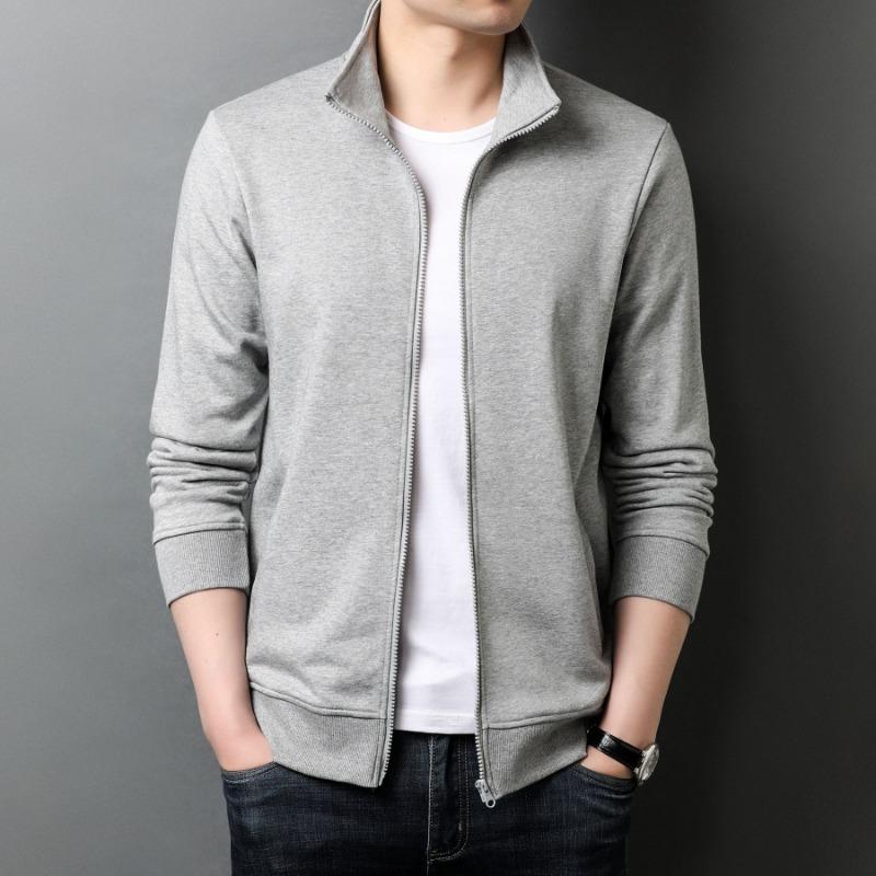 Moda Uomo Giacca Larga Casual Tinta Unita Primavera Autunno Coreano Abbigliamento Maschile Versatile Traspirante Manica Lunga Zip Cardigan Cappotto