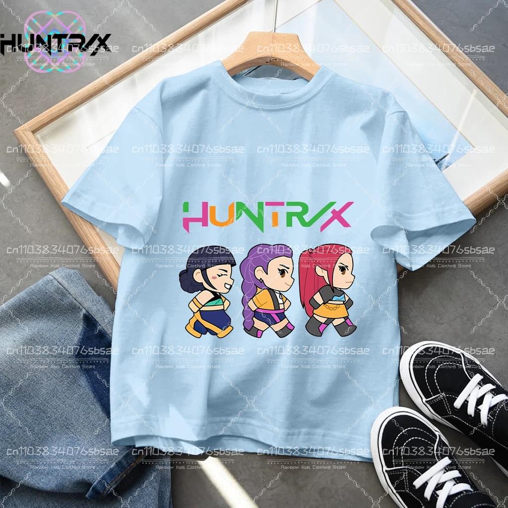 Summer Kpop Demon Hunters Children's Clothing Short Sleeve T-shirt Cute Kpop Demon Hunters Tiger Harajuku Tshirt for Boys Girls