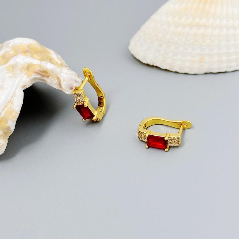 Manufacturer'S Supply Exquisite Temperament Color Zircon U-Shaped Ear Buckle Women'S Simple Niche Earrings In Stock