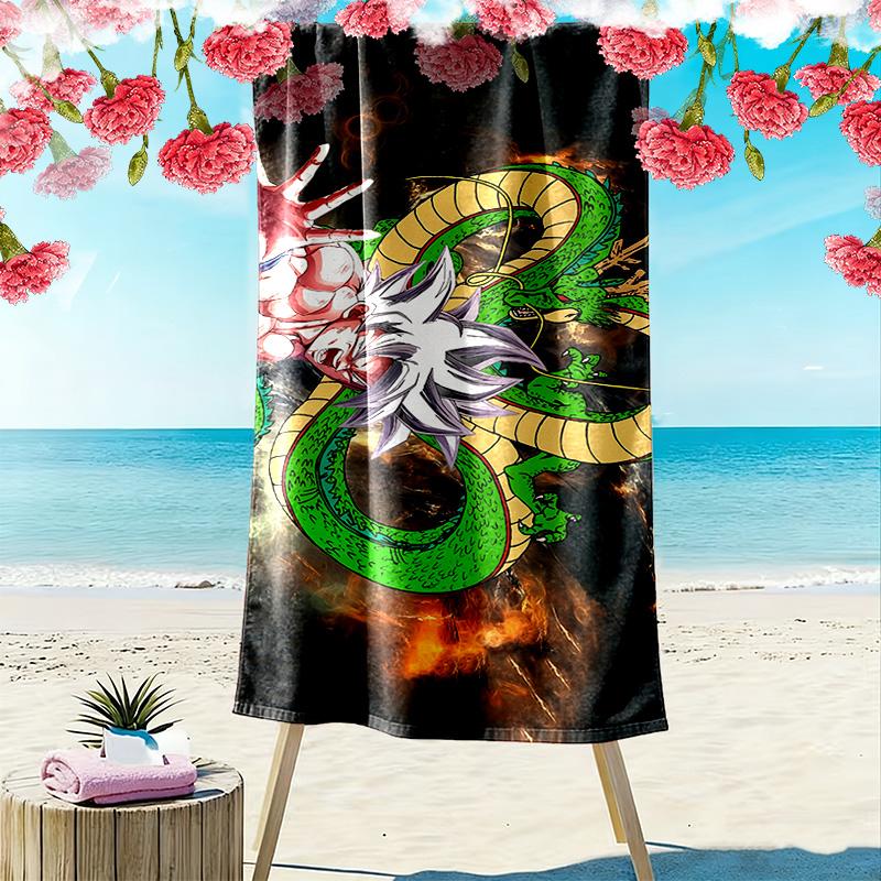 Dragon Ball Print Beach Towel, Large Soft Quick Dry Towel for Beach Camping Swimming