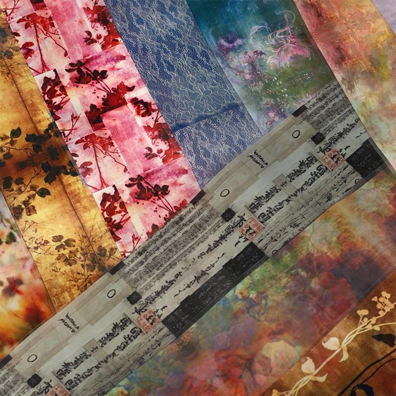 10 Sheets Feng Shui Ink Staining Nail Foils Transfer Paper Laser Nail Art Stickers Decal Pattern Printing Mold Manicure Tool