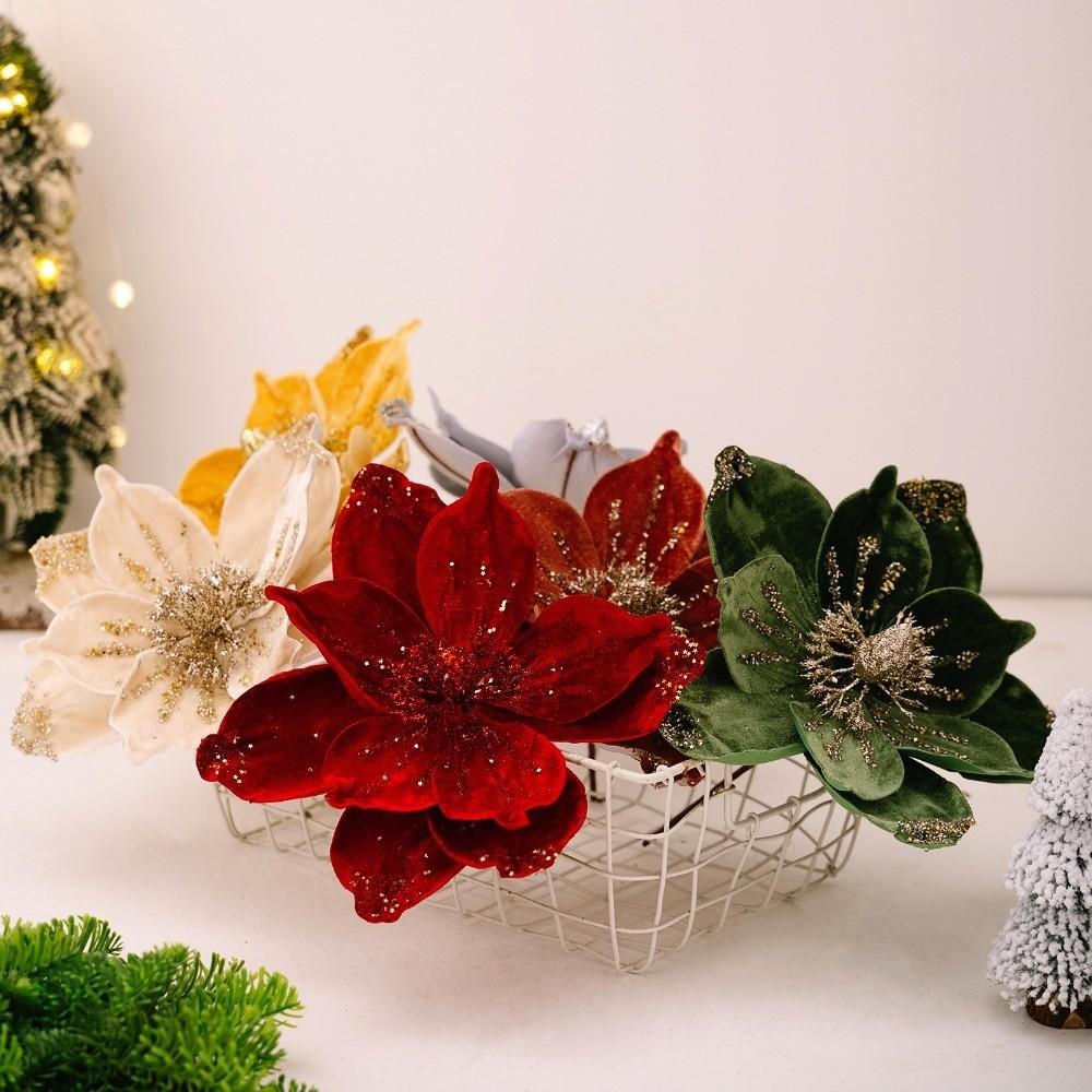 Neue 26CM Künstliche Weihnachtssternblume Glitzer Pailletten Simulationsblumen Funkelnde Pailletten Blume Weihnachtsdekoration