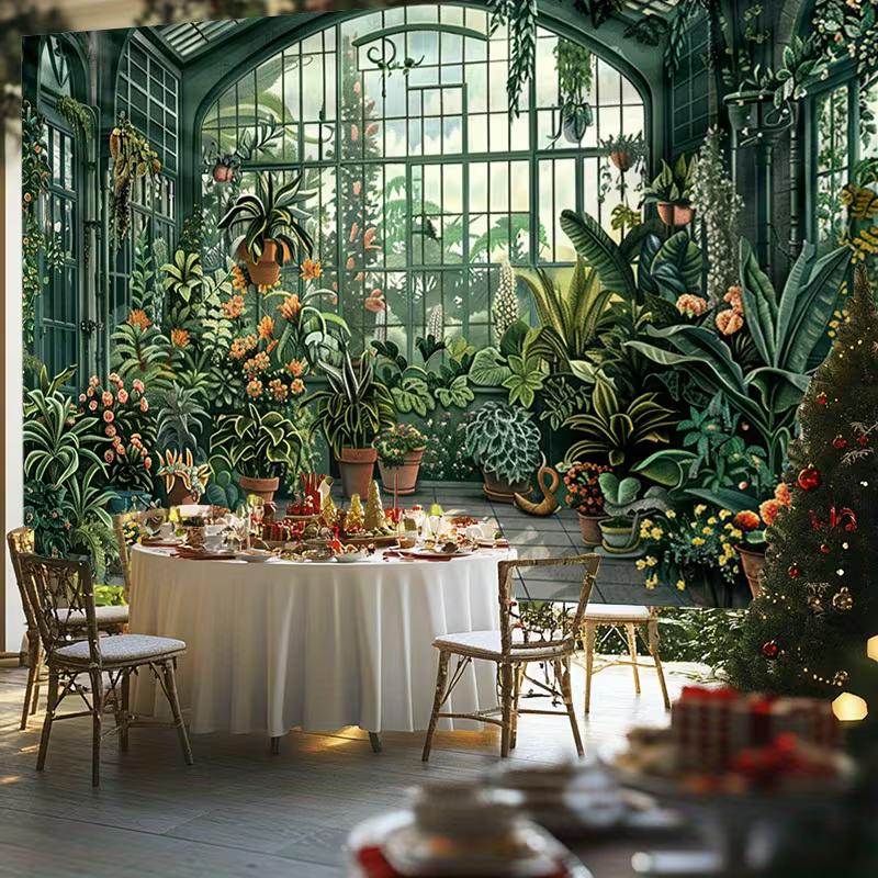 2D Antique Sunroom Botanical Portrait Backdrop 47.2x31.5inch/120*80cm