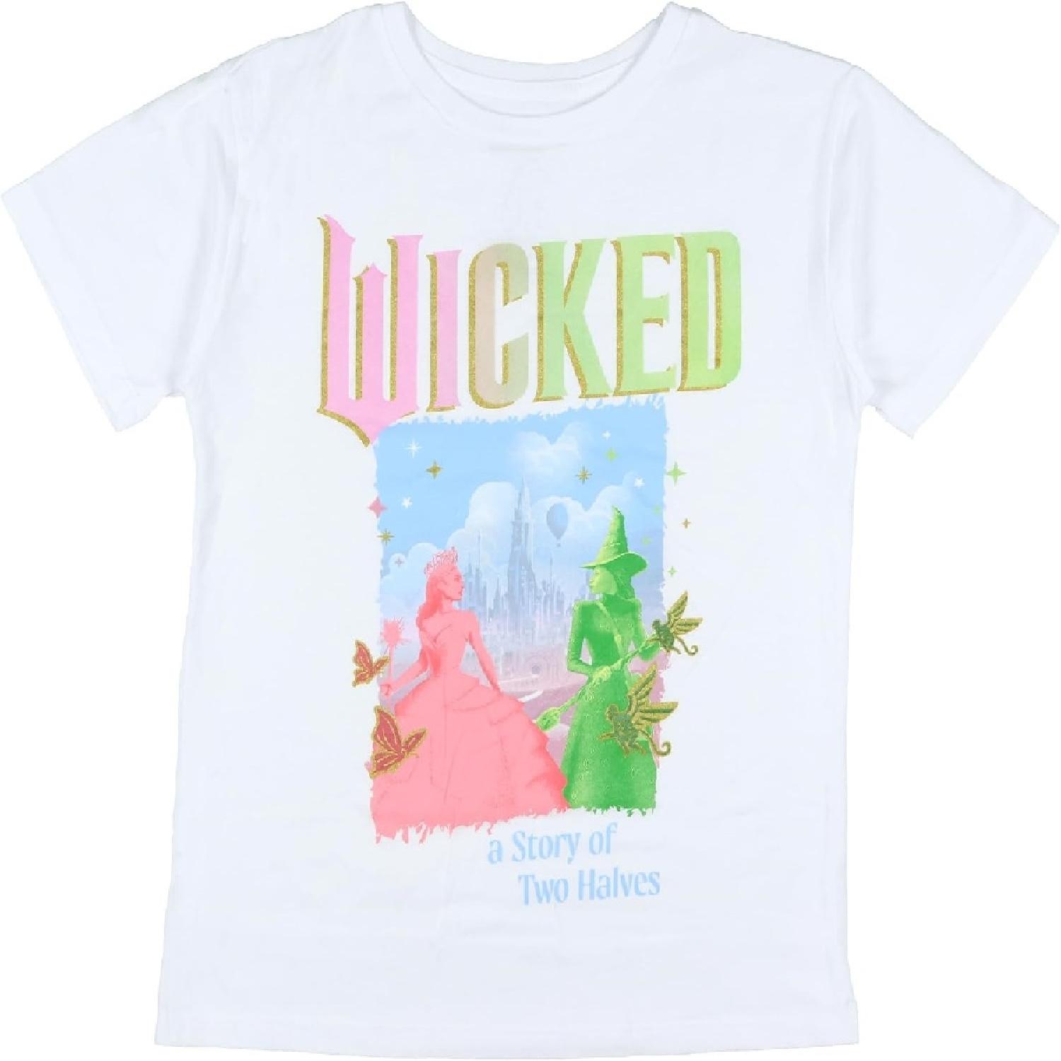 Mad Engine Wicked Футболка для девочек История двух половин Детская с графическим принтом Короткий рукав S